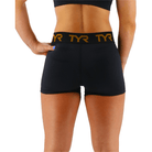 TYR GYM Women’s Black Mid Rise 2" Logo Short - Aqua Shop 