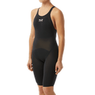 TYR Female Black Invictus Solid Open Back Knee Race Suit - Aqua Shop 