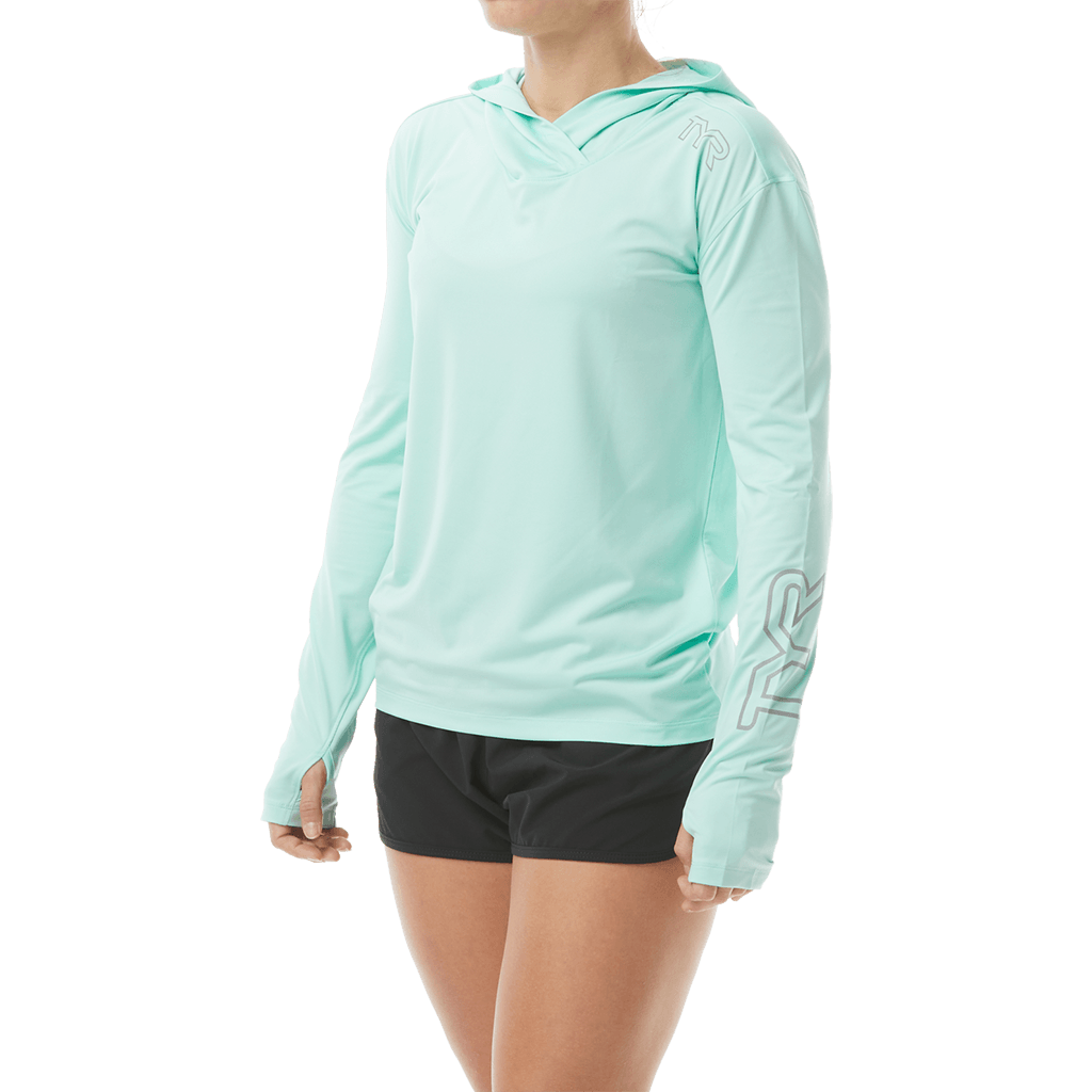 TYR Womens SunDefense Mint Hooded  Long Sleeve Shirt - Aqua Shop 