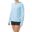 TYR Womens SunDefense Sky Blue Hooded  Long Sleeve Shirt - Aqua Shop 