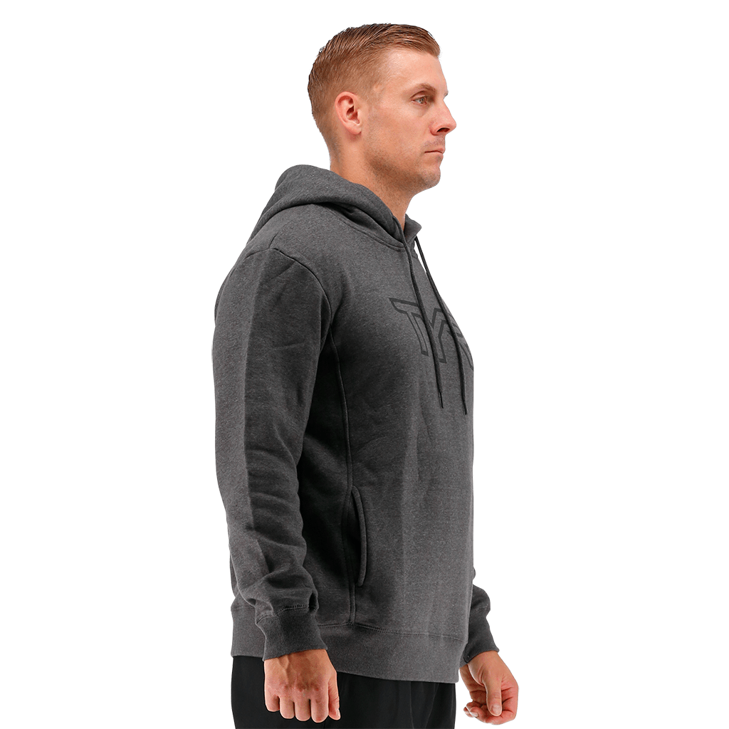 TYR Men Big Outline Logo Hoodie Charcoal Heather/Black - Aqua Shop 