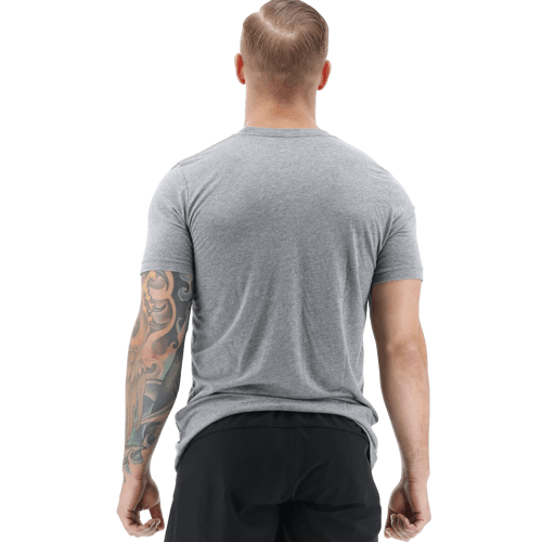 TYR Men's Big Logo Outline Logo Heather Grey/Black T-Shirt - Aqua Shop 